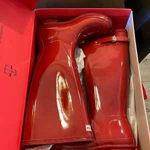 Hunter Tall Red Rain boots.  Worn once